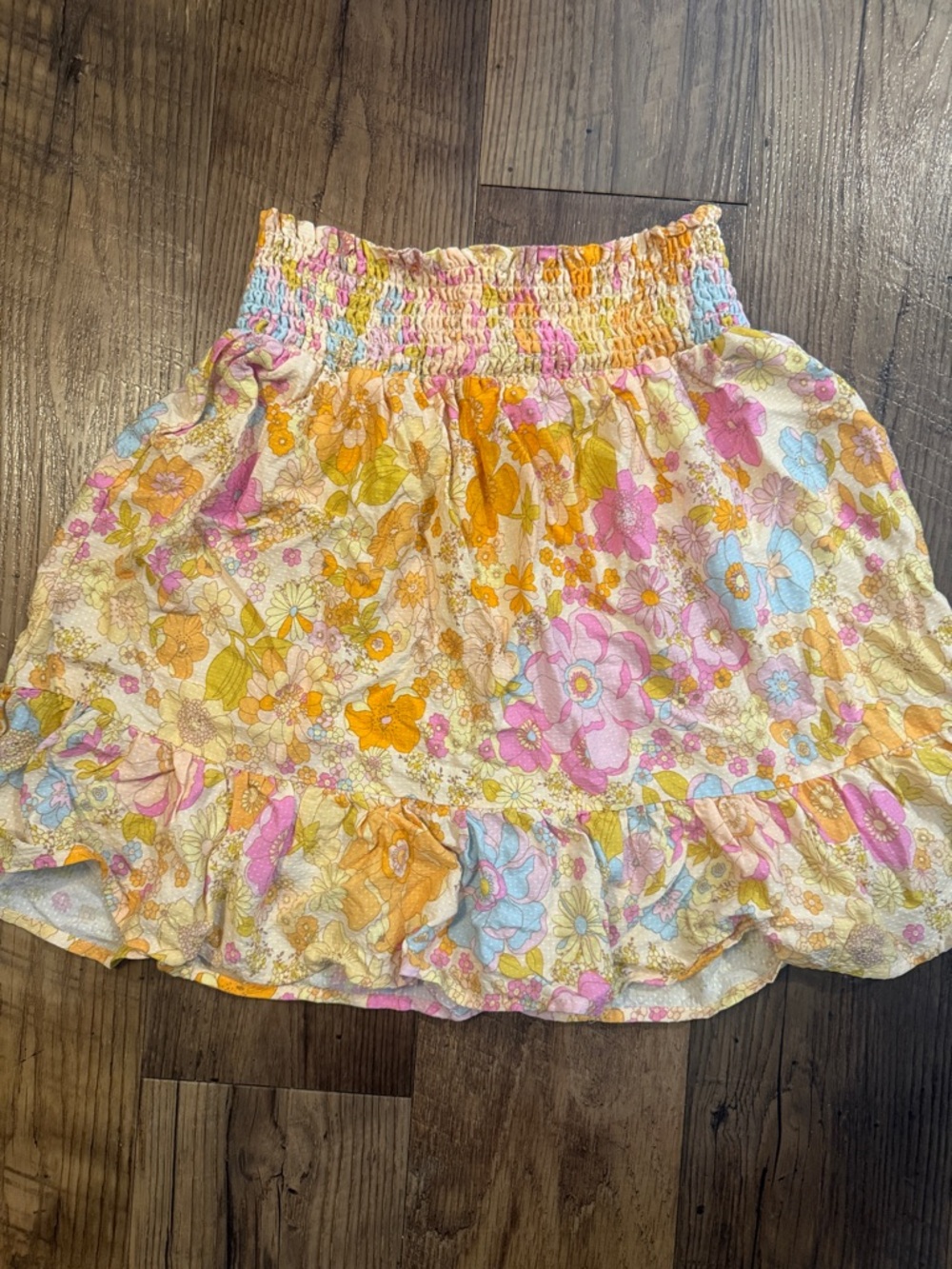 Floral Smocked Waist Ruffle Mini Skirt - Multicolor